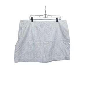 LL Bean White Cotton Eyelet Mini Skirt‎ Favorite Fit Womens 20 Petite 286375